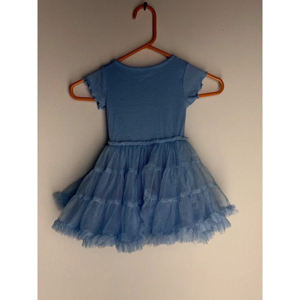Bluey Toddler Girls Blue Tutu Dress Butterfly Graphic Tulle Skirt Ribbed Top